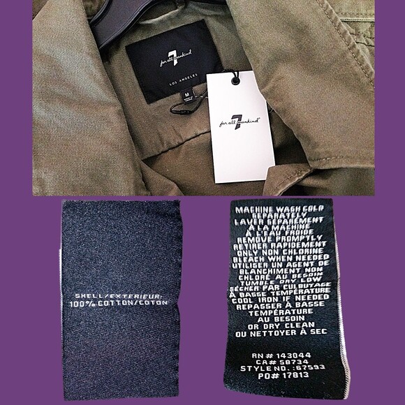 7 FOR ALL MANKIND NEW Khaki Asymmetric Epaulet Moto Jacket M - Picture 5 of 12